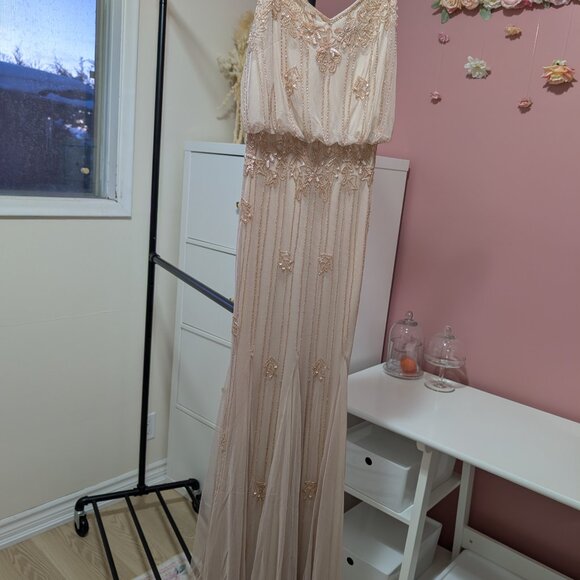 Size XS Light Pink Beaded Maxi Dress - Picture 5 of 6